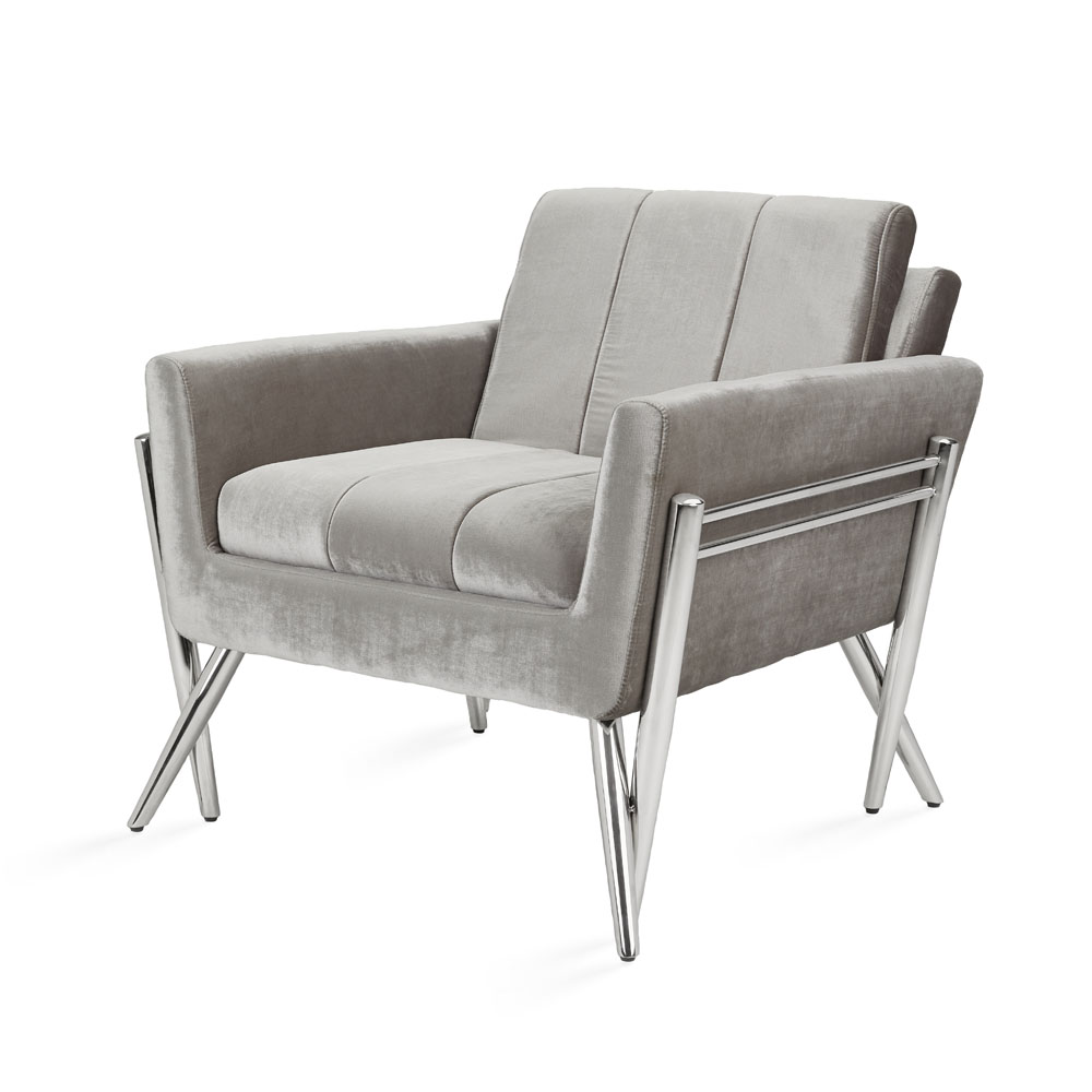 Morgan Accent Chair: Grey Velvet